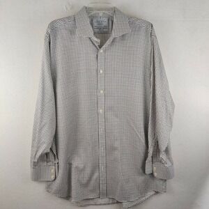 Charles Tyrwhitt White Check Non Iron Slim Fit Plaid Button Up Shirt 18/37